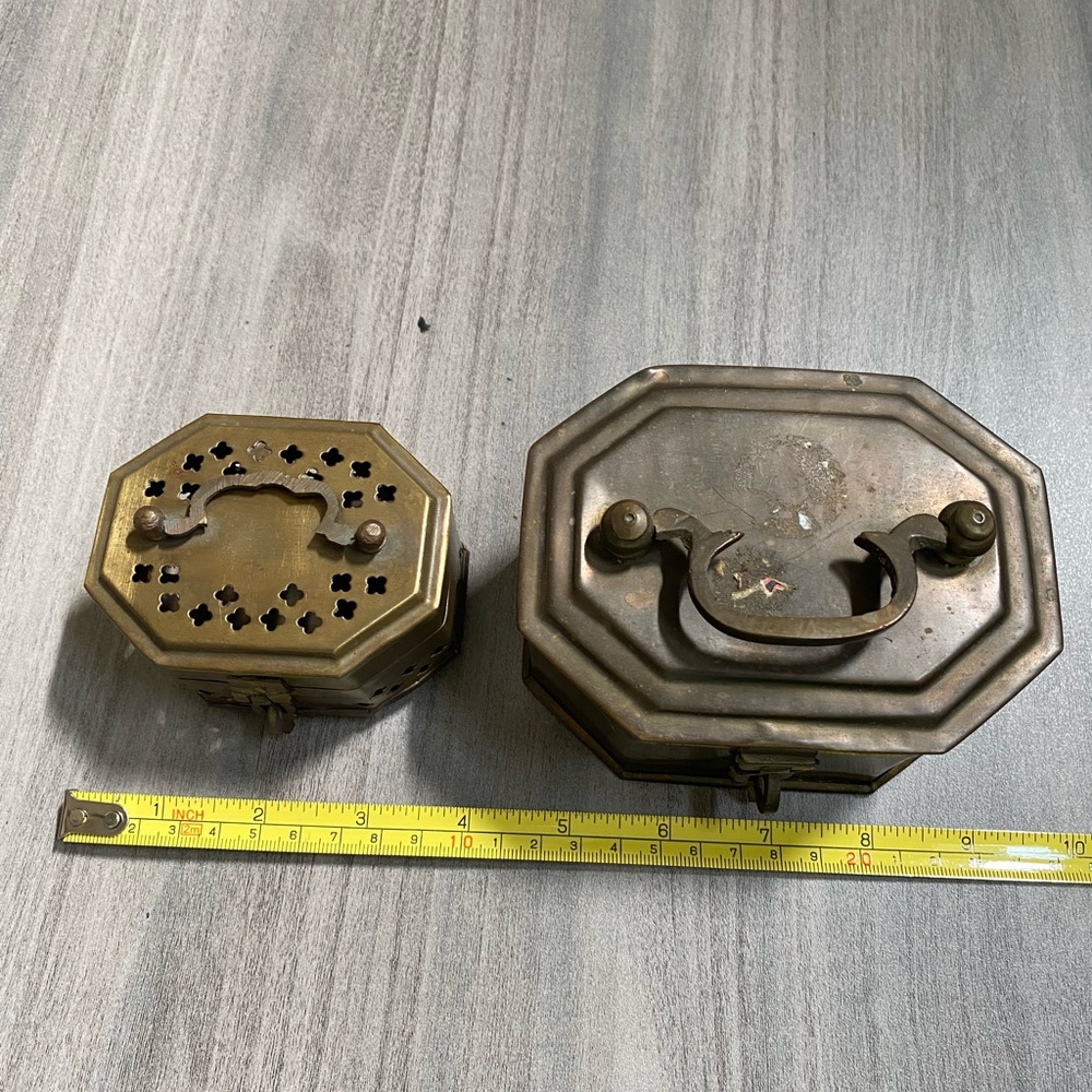 2 Vintage Brass Trinket Boxes